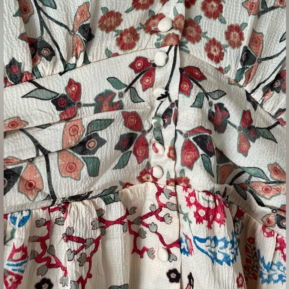 BA&SH Ganiela Mixed-Print Floral Button-front Mini Dress - Picture 9 of 12